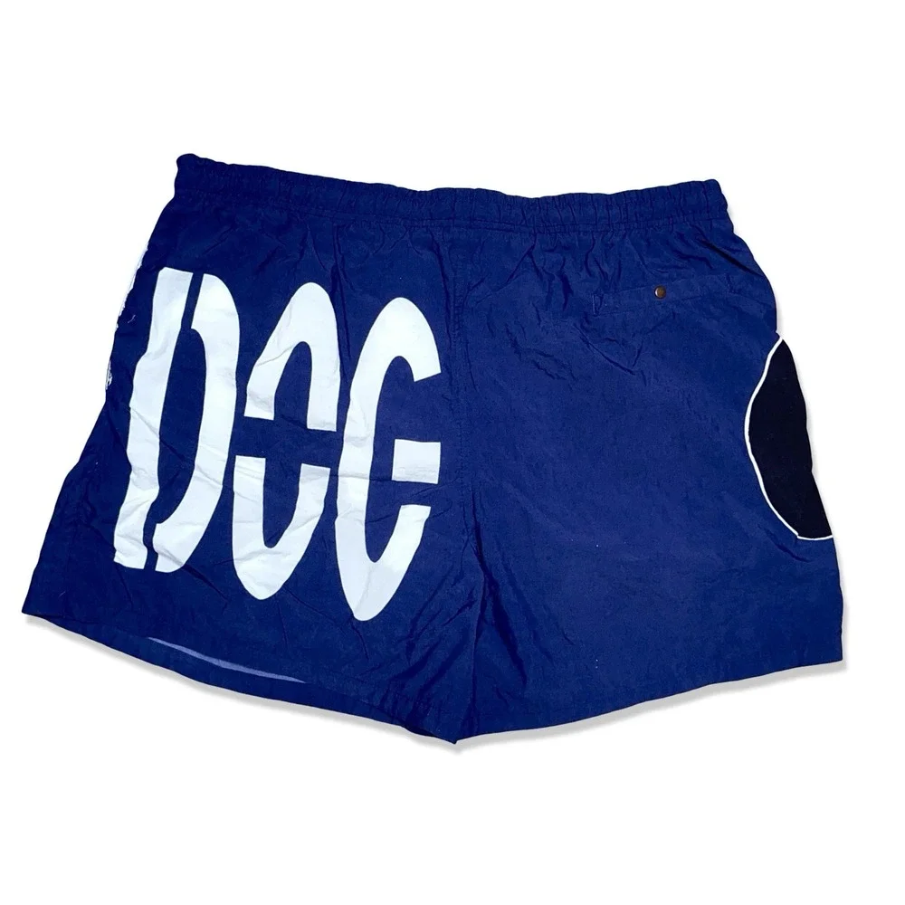 Vintage Big Dogs Swim Shorts Men's L Blue 90s Graphic Rare Made Taiwan